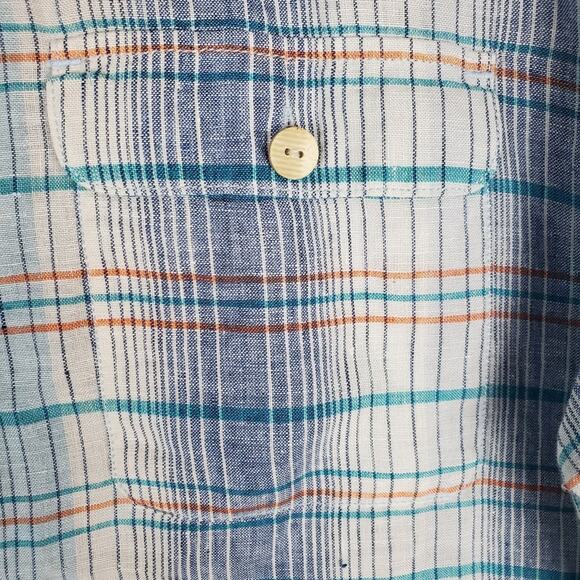 Tommy Bahama Paradigm Blue Plaid Linen Button Short Sleeve Shirt Size Large - Picture 5 of 9
